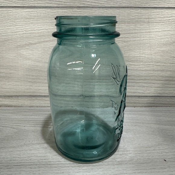 BALL Perfect Mason Glass Jar 7x4" Aqua #4 Vintage - Picture 2 of 5